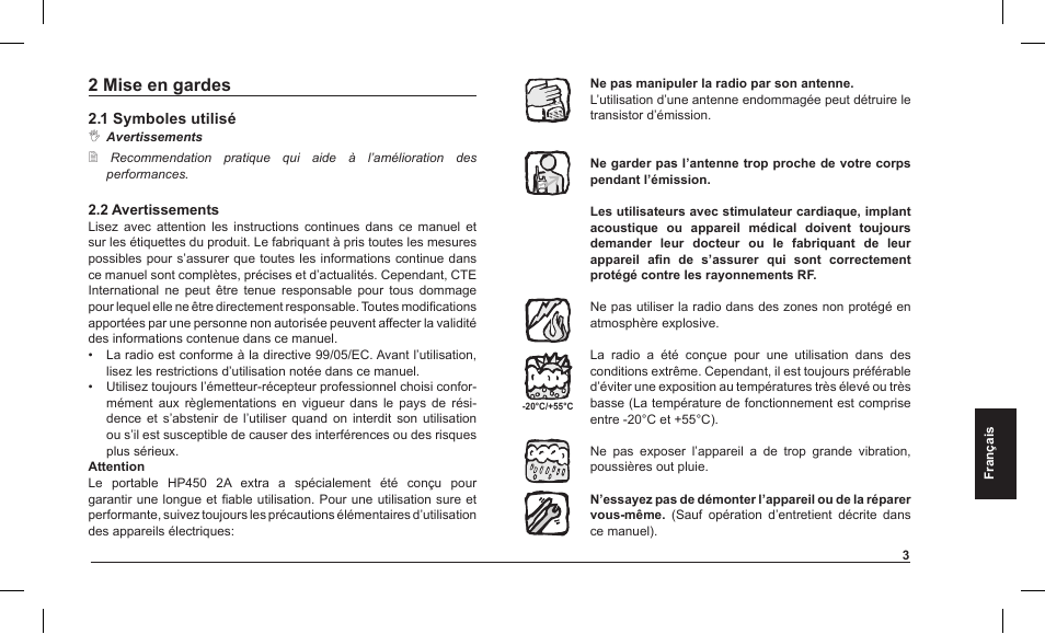 2 mise en gardes | MIDLAND Alan HP 450 2A User Manual | Page 77 / 142