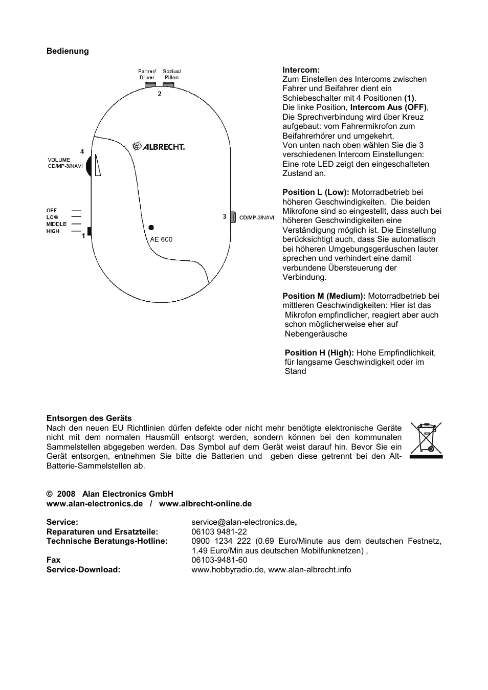 MIDLAND Albrecht AE600 User Manual | Page 3 / 12