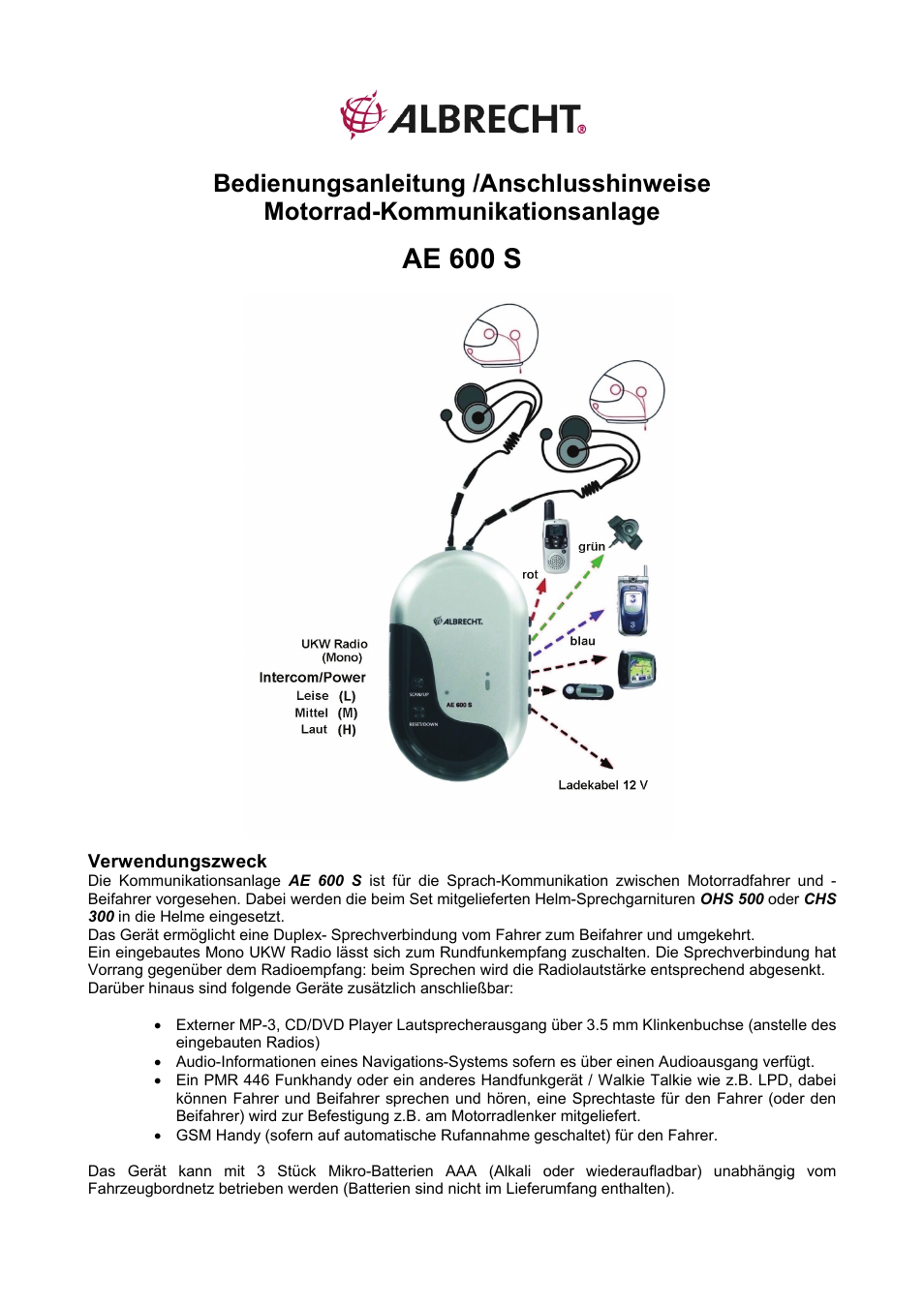 MIDLAND Albrecht AE600S User Manual | 16 pages