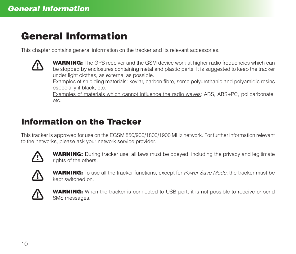 Information on the tracker, General information | MIDLAND Geopoint Box SMS User Manual | Page 11 / 55