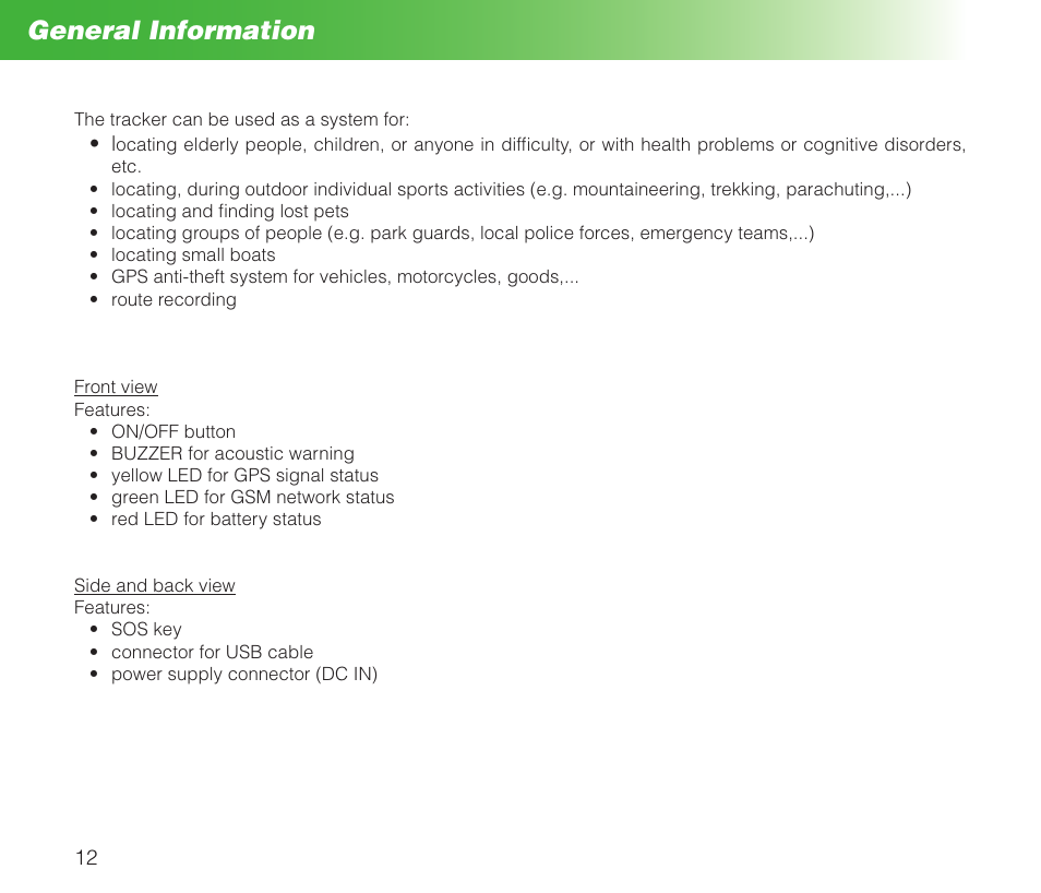 General information | MIDLAND Geopoint Box SMS User Manual | Page 13 / 55