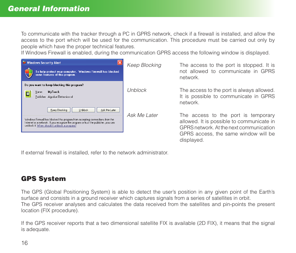General information, Gps system | MIDLAND Geopoint Box SMS User Manual | Page 17 / 55