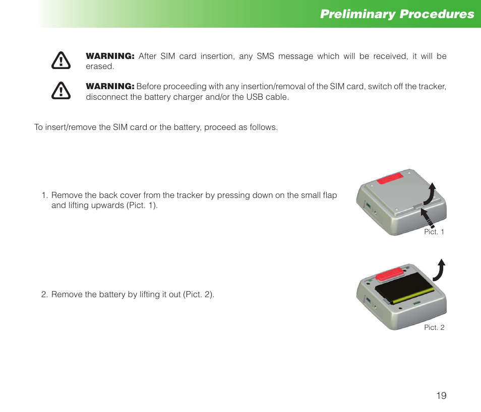 Preliminary procedures | MIDLAND Geopoint Box SMS User Manual | Page 20 / 55