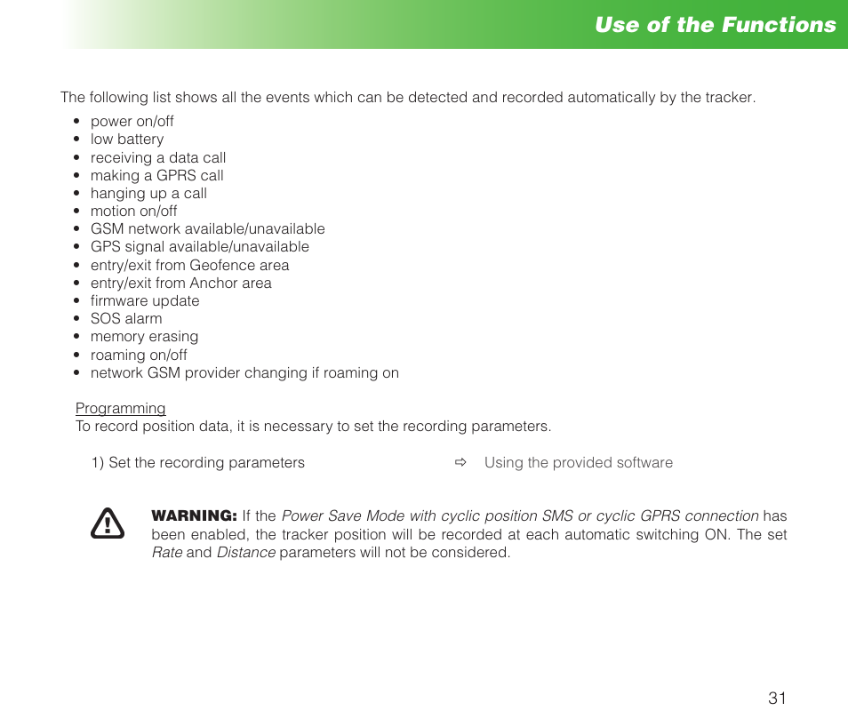 Use of the functions | MIDLAND Geopoint Box SMS User Manual | Page 32 / 55
