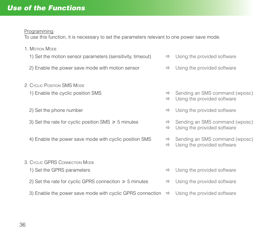 Use of the functions | MIDLAND Geopoint Box SMS User Manual | Page 37 / 55