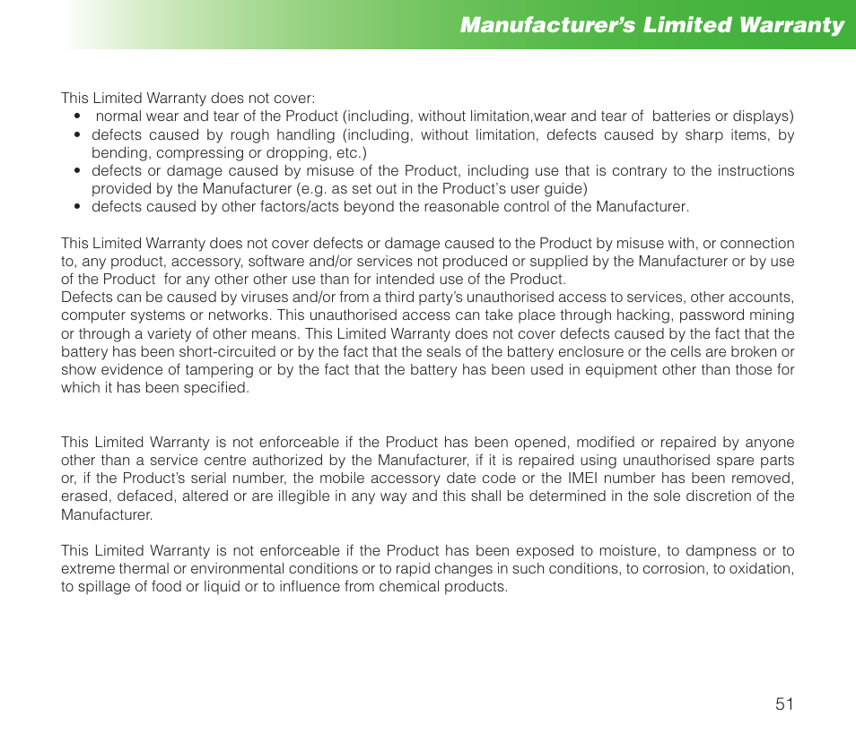 Manufacturer’s limited warranty | MIDLAND Geopoint Box SMS User Manual | Page 52 / 55