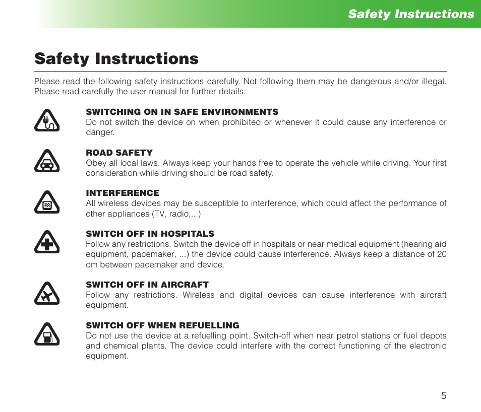 Safety instructions | MIDLAND Geopoint Box SMS User Manual | Page 6 / 55