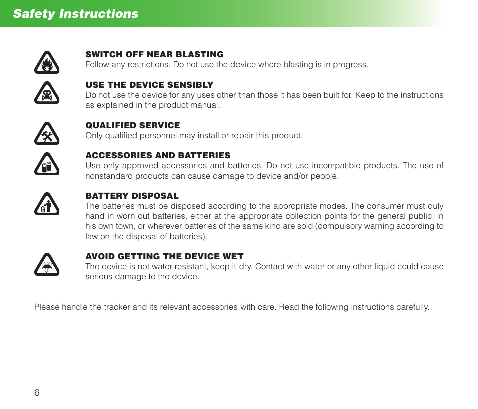 Safety instructions | MIDLAND Geopoint Box SMS User Manual | Page 7 / 55