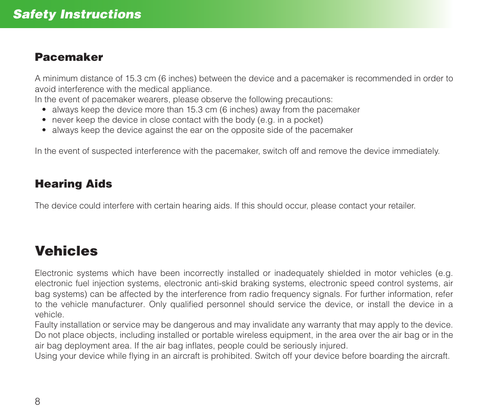 Vehicles, Safety instructions | MIDLAND Geopoint Box SMS User Manual | Page 9 / 55