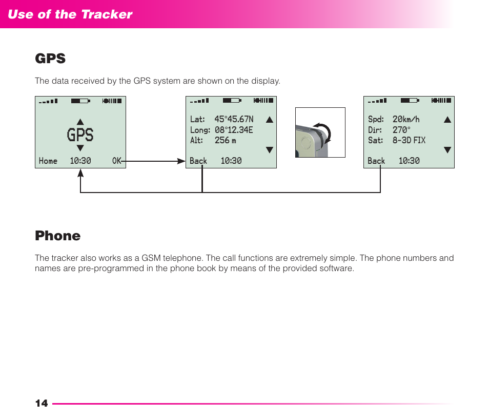 Phone, Safety instructions use of the tracker | MIDLAND Geopoint Voice LCD User Manual | Page 15 / 52