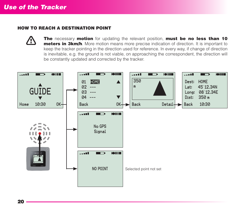 Guide, Safety instructions use of the tracker | MIDLAND Geopoint Voice LCD User Manual | Page 21 / 52