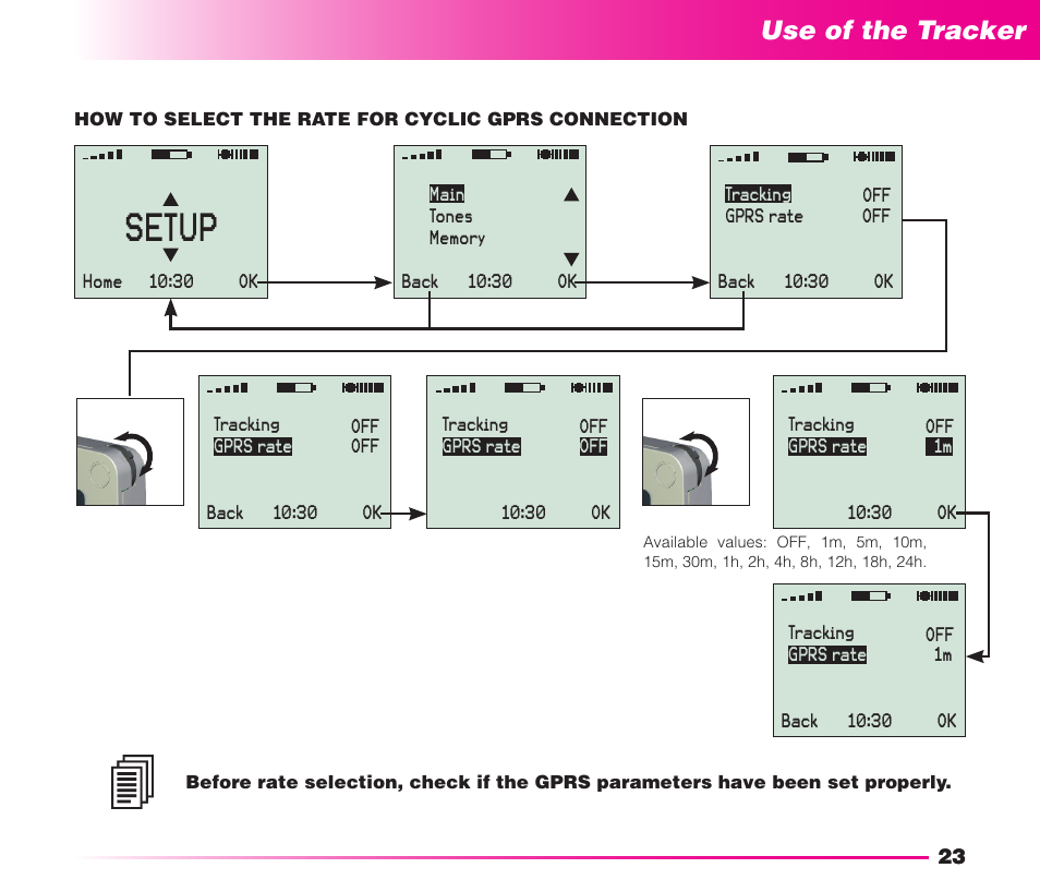 Setup, Safety instructions, Use of the tracker | MIDLAND Geopoint Voice LCD User Manual | Page 24 / 52
