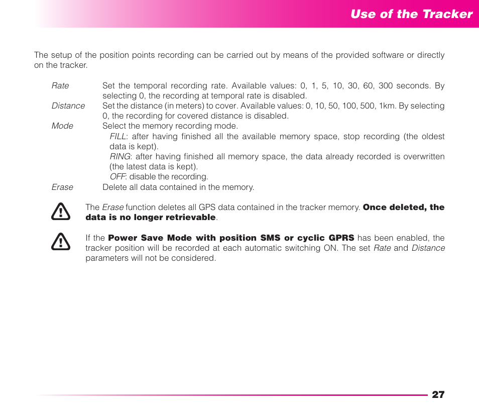 Safety instructions, Use of the tracker | MIDLAND Geopoint Voice LCD User Manual | Page 28 / 52