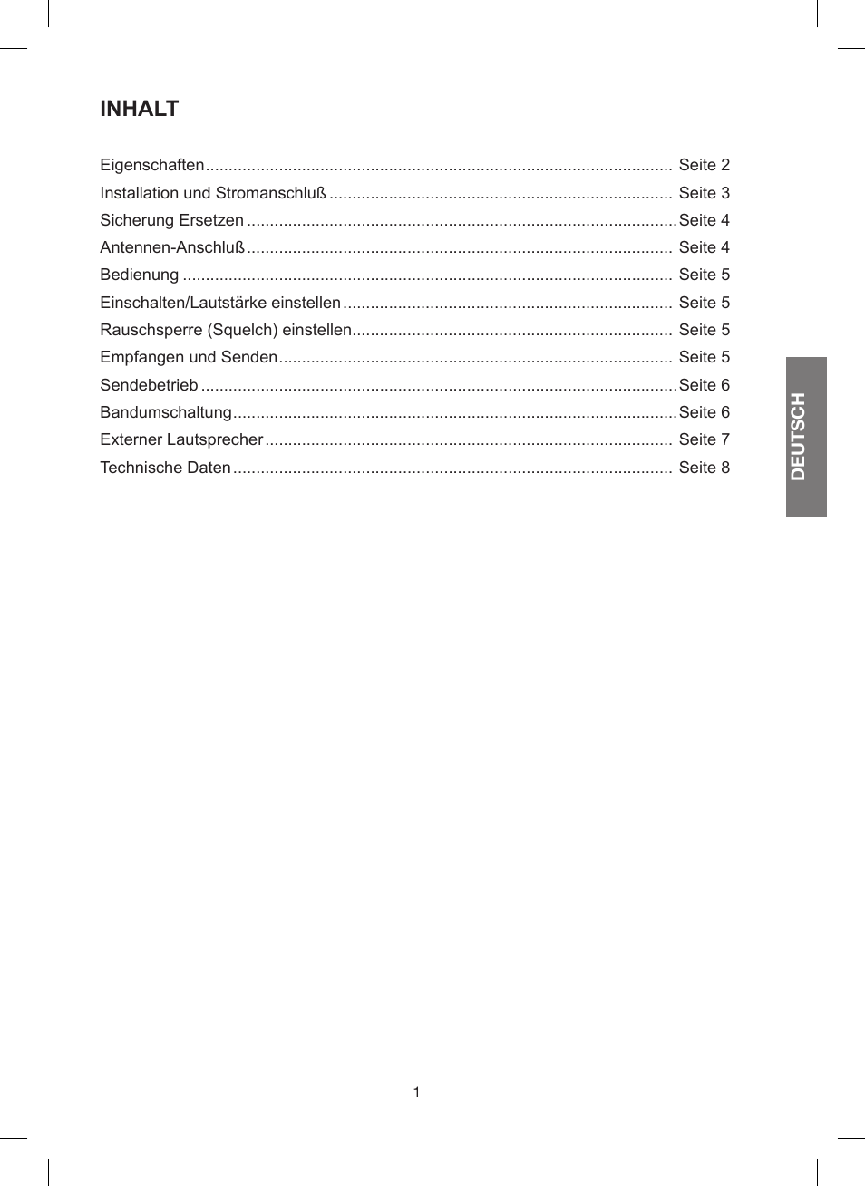 Inhalt | MIDLAND 200 User Manual | Page 17 / 72