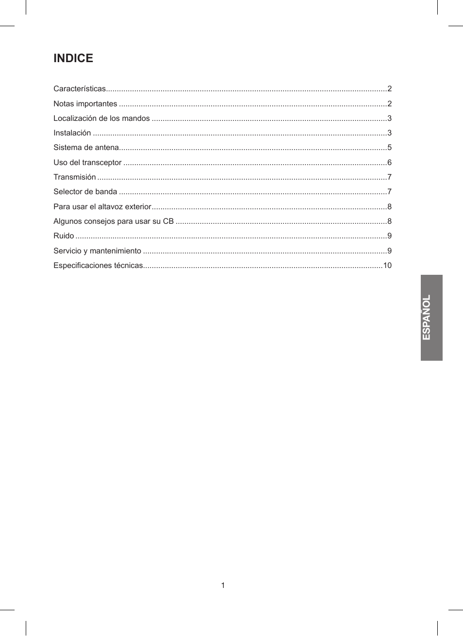 Indice | MIDLAND 200 User Manual | Page 25 / 72