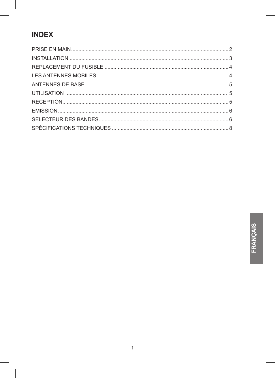 Index | MIDLAND 200 User Manual | Page 35 / 72