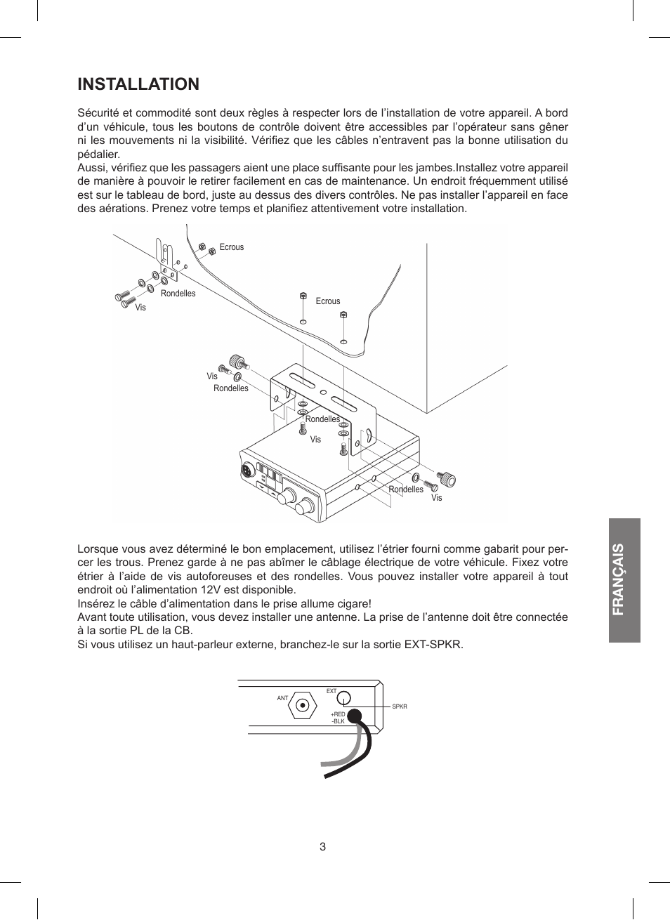 Installation, Français | MIDLAND 200 User Manual | Page 37 / 72