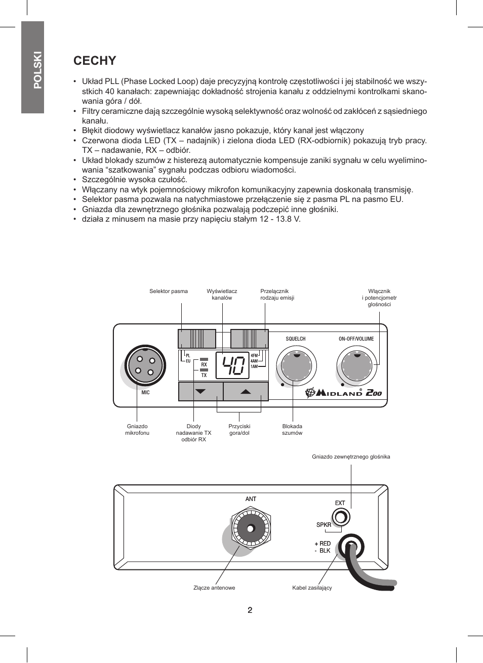 Cechy, Polski | MIDLAND 200 User Manual | Page 60 / 72