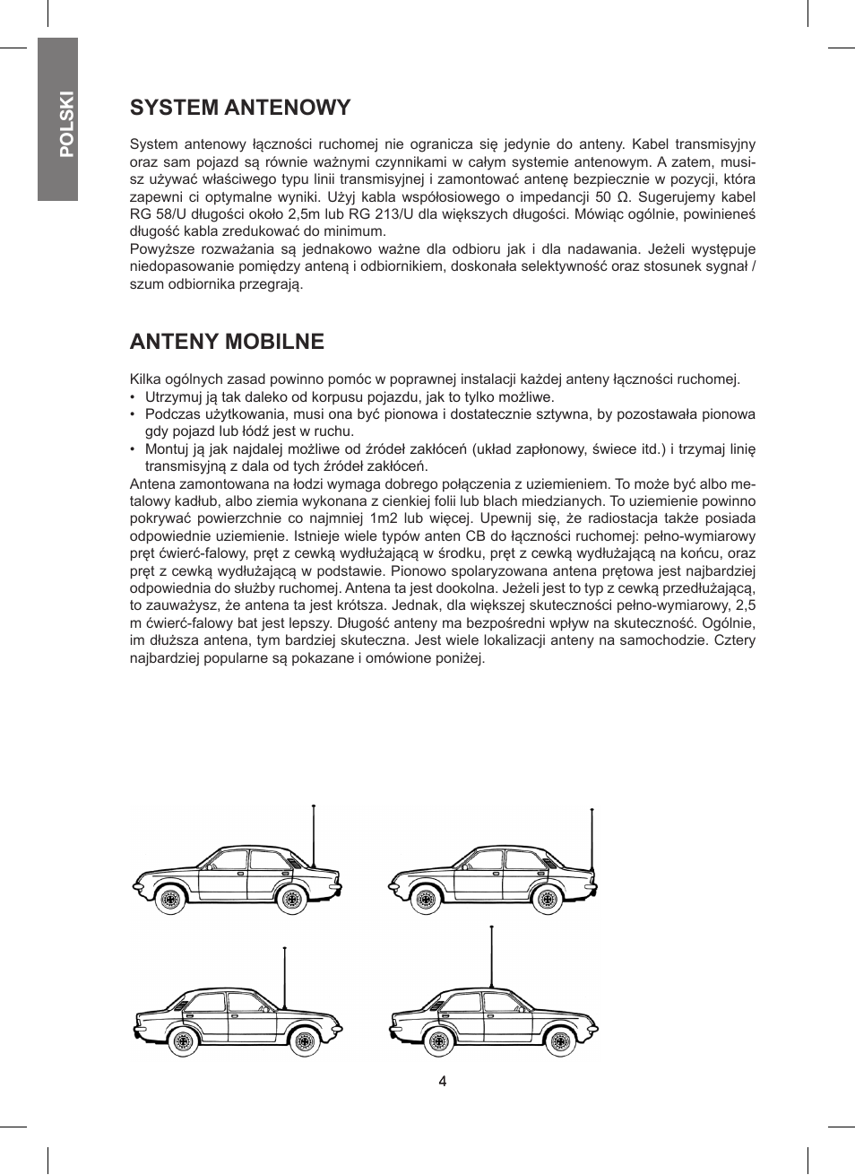 System antenowy, Anteny mobilne | MIDLAND 200 User Manual | Page 62 / 72