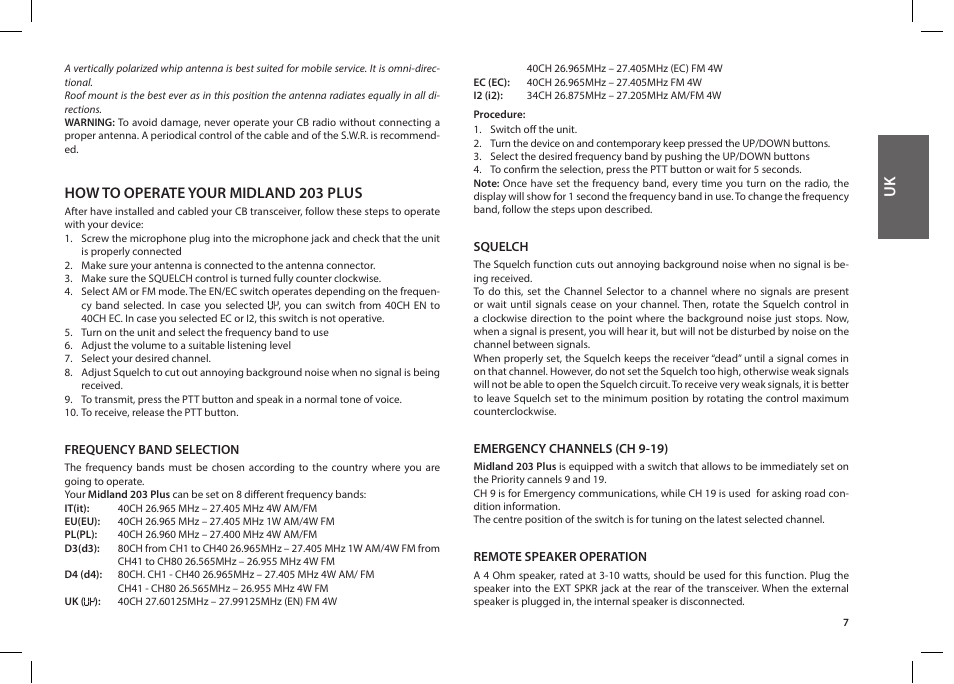 How to operate your midland 203 plus | MIDLAND 203 User Manual | Page 9 / 44