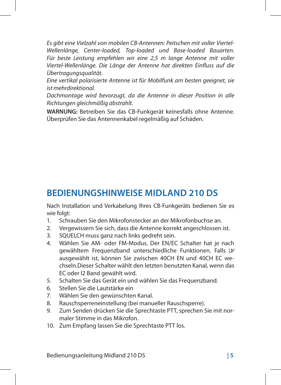 Bedienungshinweise midland 210 ds | MIDLAND 210 DS User Manual | Page 23 / 78