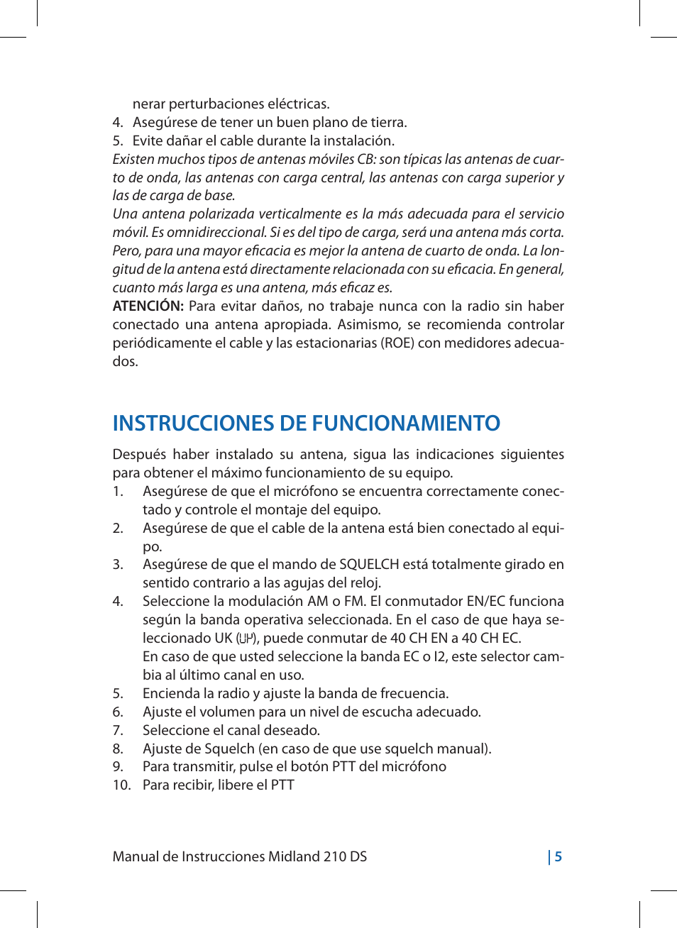 Instrucciones de funcionamiento | MIDLAND 210 DS User Manual | Page 31 / 78