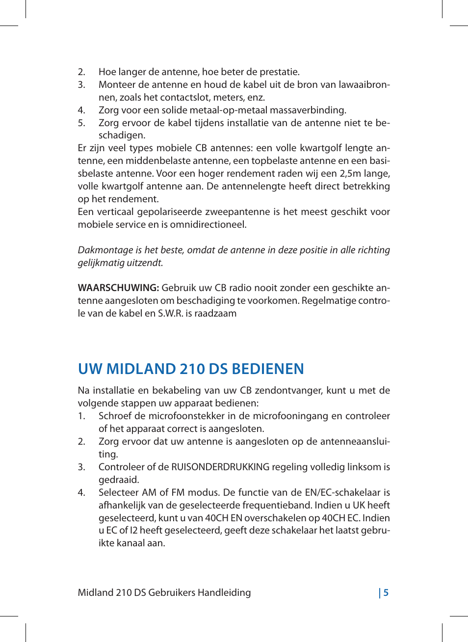 Uw midland 210 ds bedienen | MIDLAND 210 DS User Manual | Page 63 / 78