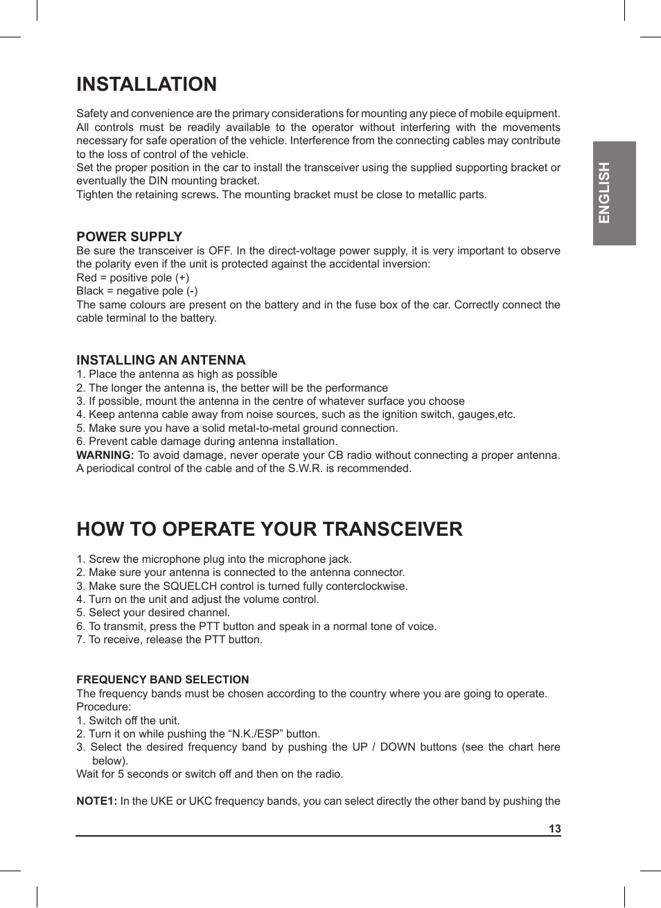 Installation, How to operate your transceiver | MIDLAND 220 User Manual | Page 13 / 68