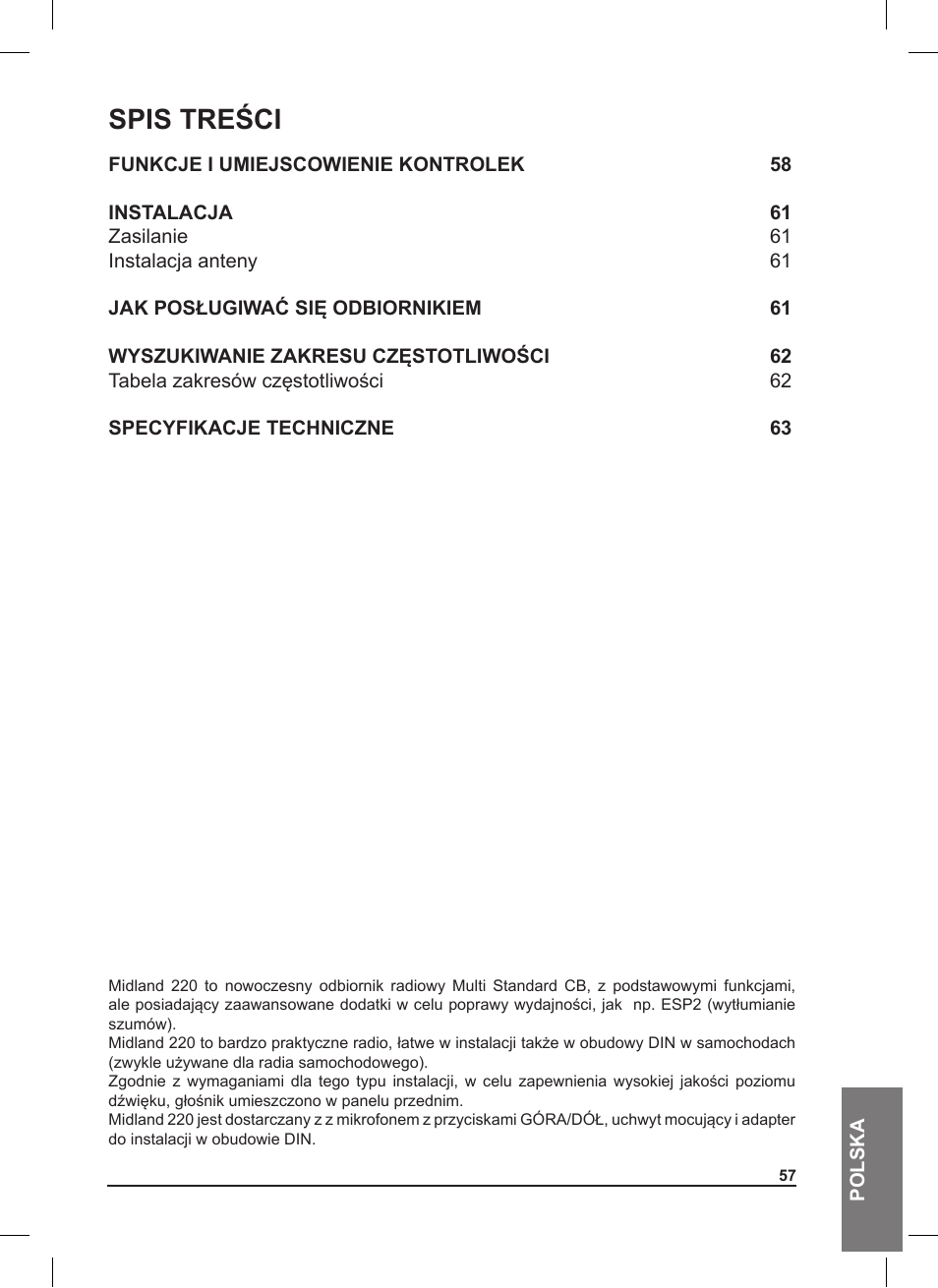 MIDLAND 220 User Manual | Page 57 / 68