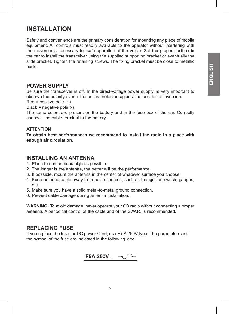 Installation | MIDLAND 248 User Manual | Page 13 / 68