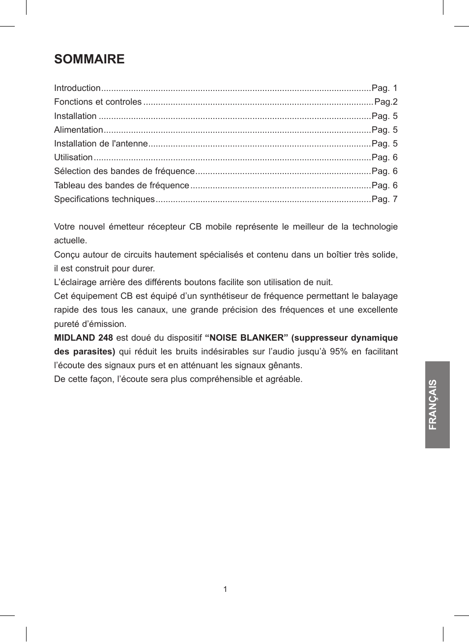 Sommaire | MIDLAND 248 User Manual | Page 33 / 68