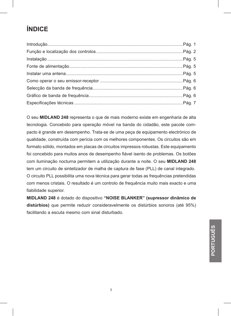 Índice | MIDLAND 248 User Manual | Page 41 / 68