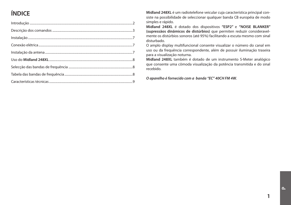 Índice | MIDLAND 248XL User Manual | Page 33 / 56