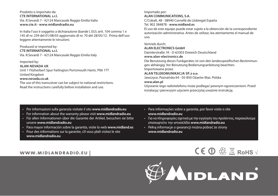 MIDLAND 248XL User Manual | Page 56 / 56