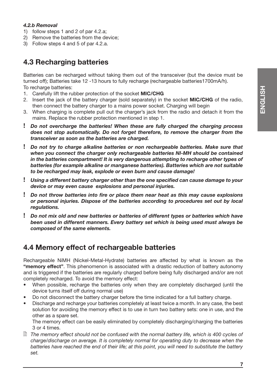 3 recharging batteries | MIDLAND Atlantic XT User Manual | Page 23 / 110