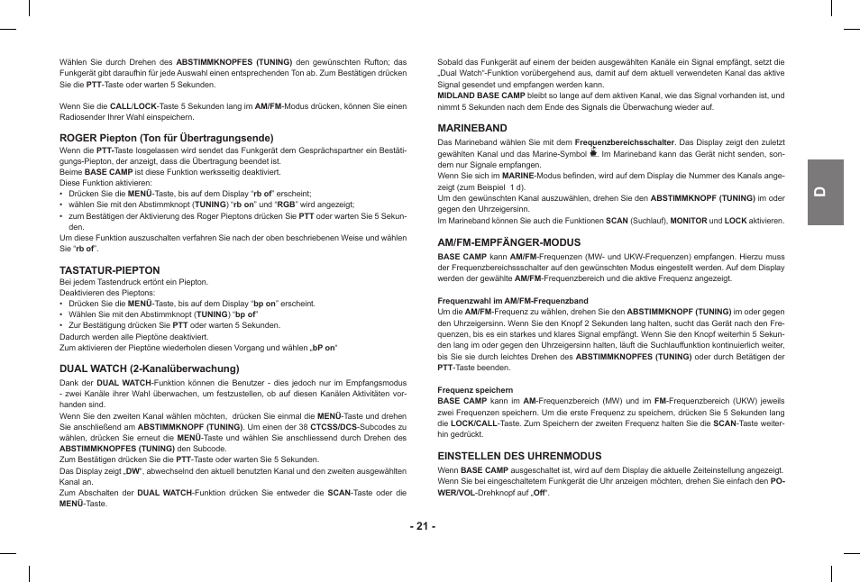 MIDLAND Base Camp446 User Manual | Page 21 / 71