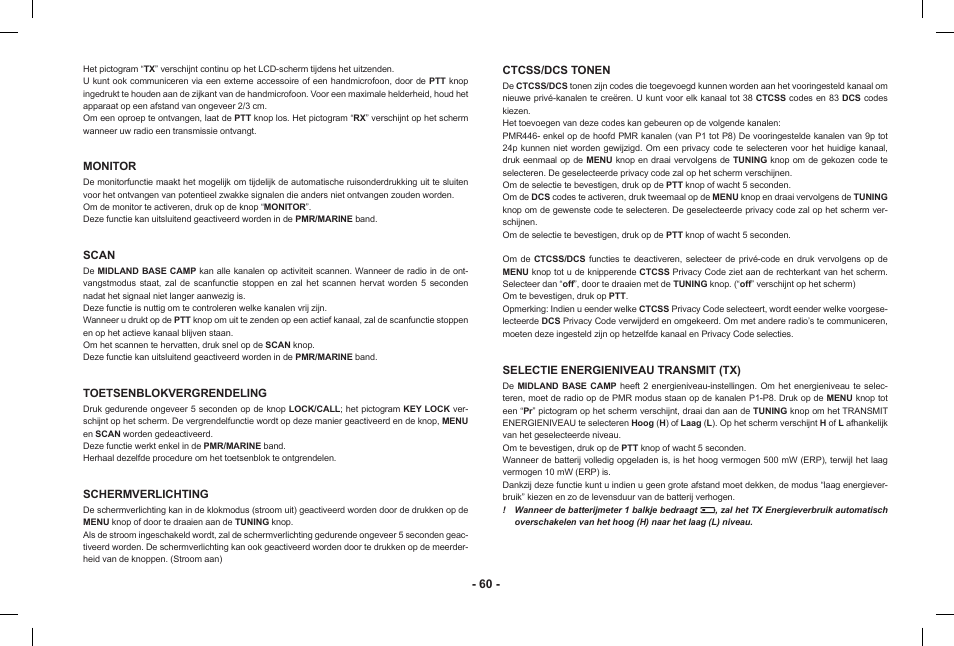 MIDLAND Base Camp446 User Manual | Page 60 / 71