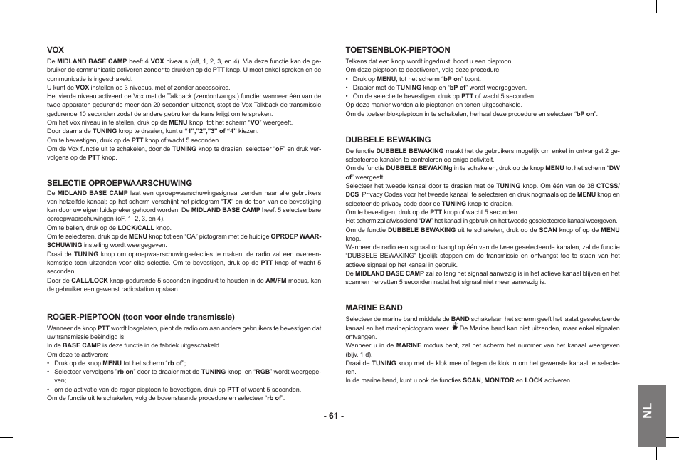 MIDLAND Base Camp446 User Manual | Page 61 / 71