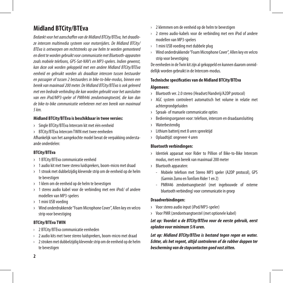 Midland btcity/bteva | MIDLAND BT City User Manual | Page 116 / 162