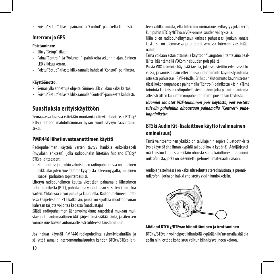 Suosituksia erityiskäyttöön | MIDLAND BT City User Manual | Page 140 / 162