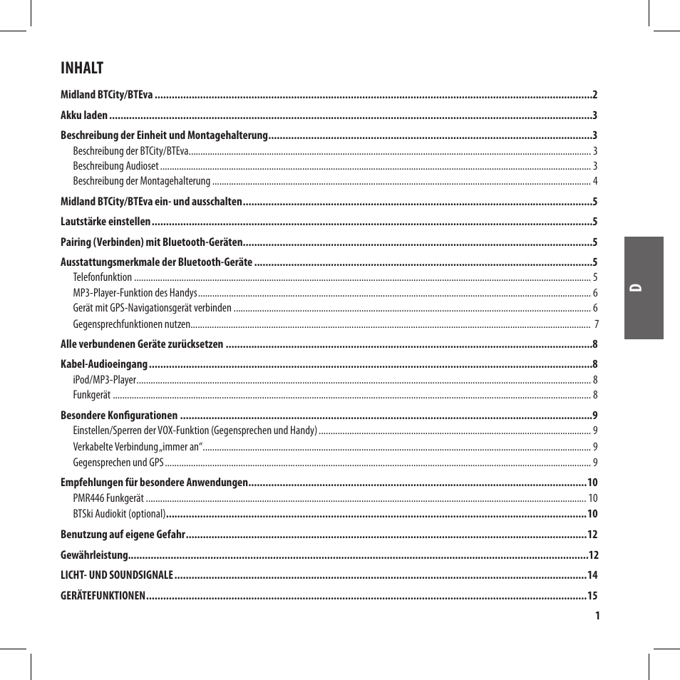 Inhalt | MIDLAND BT City User Manual | Page 33 / 162