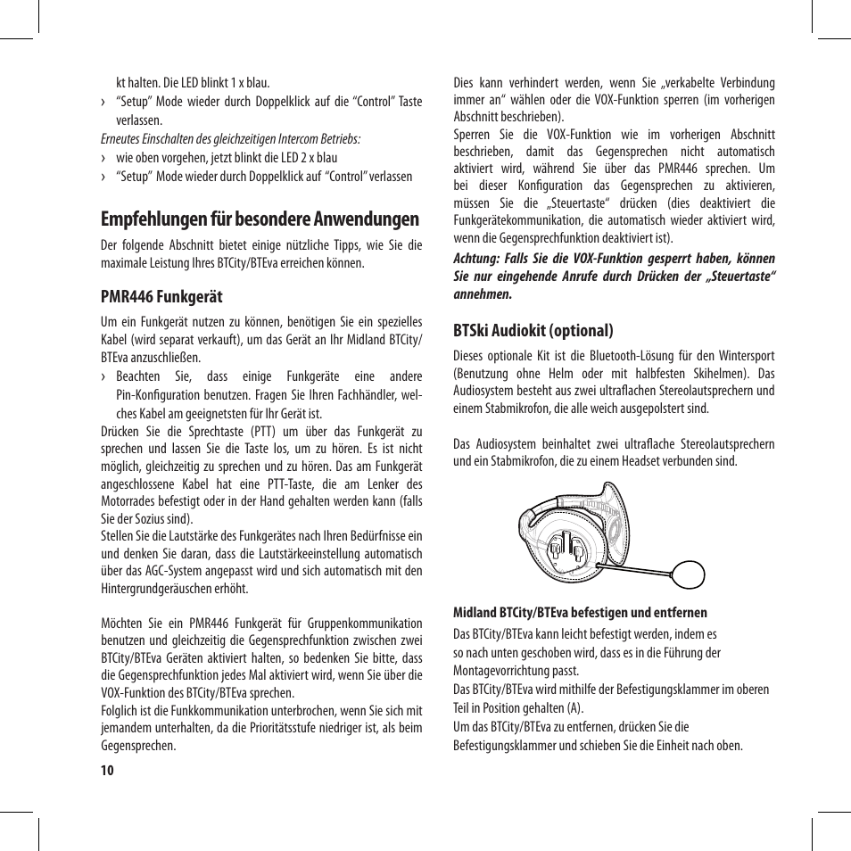 Empfehlungen für besondere anwendungen | MIDLAND BT City User Manual | Page 42 / 162