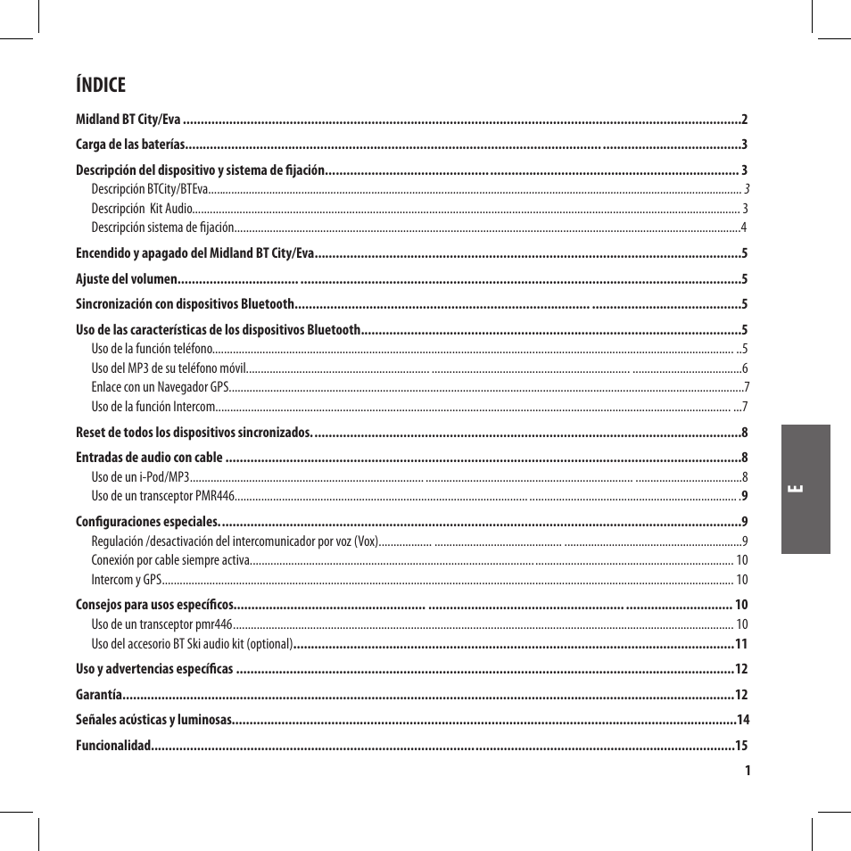 Índice | MIDLAND BT City User Manual | Page 49 / 162