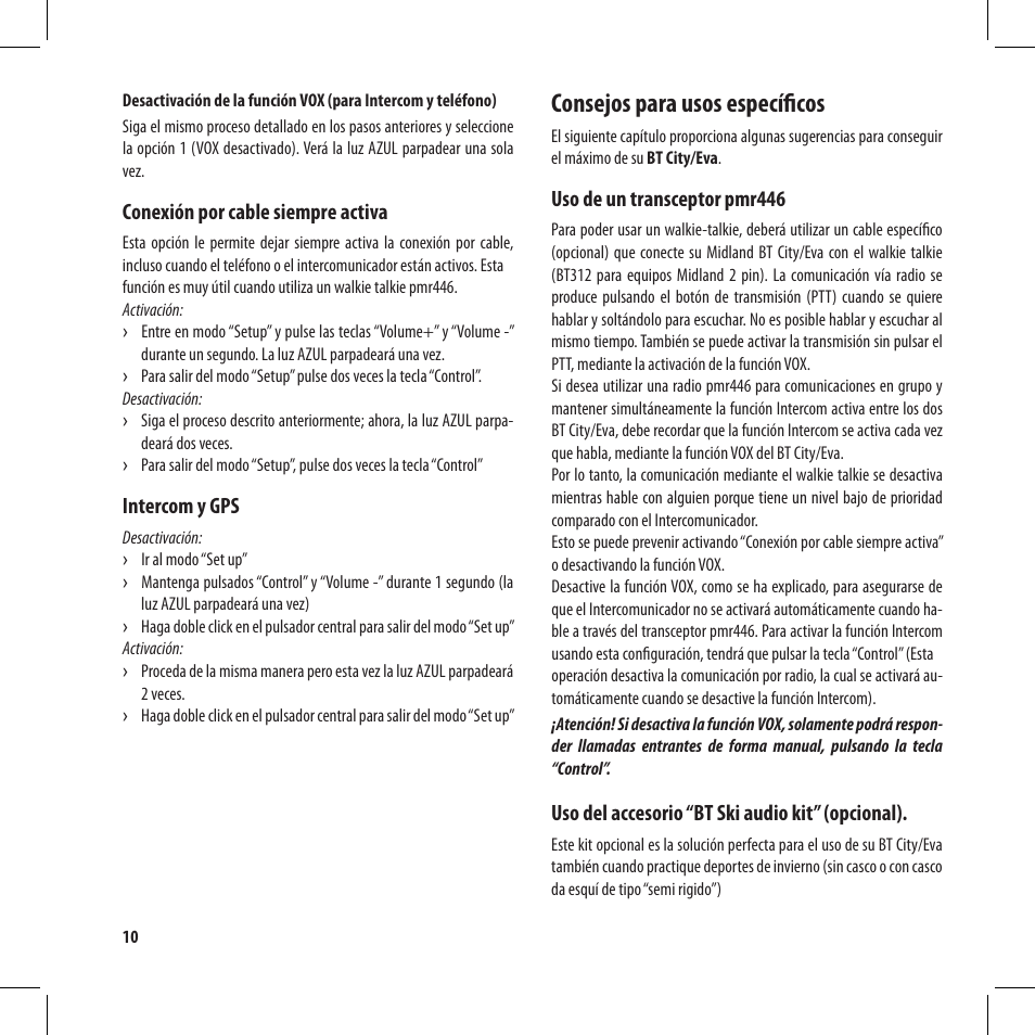 Consejos para usos específicos | MIDLAND BT City User Manual | Page 58 / 162