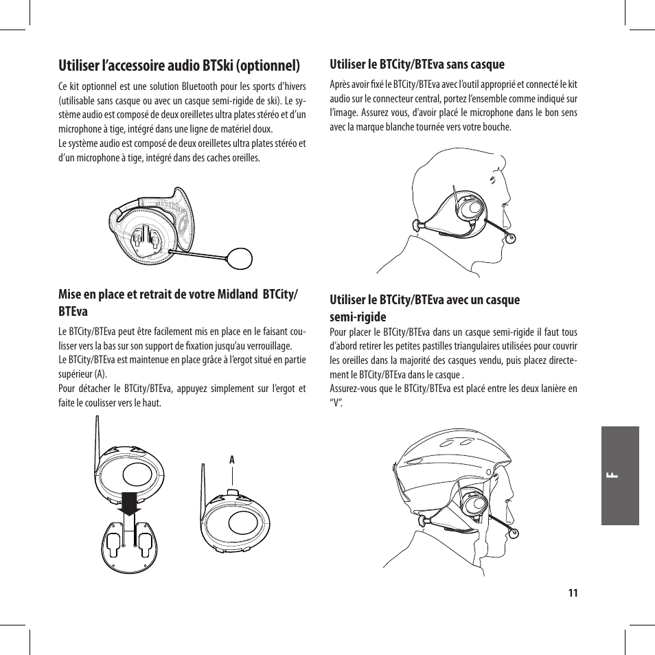 Utiliser l’accessoire audio btski (optionnel) | MIDLAND BT City User Manual | Page 75 / 162