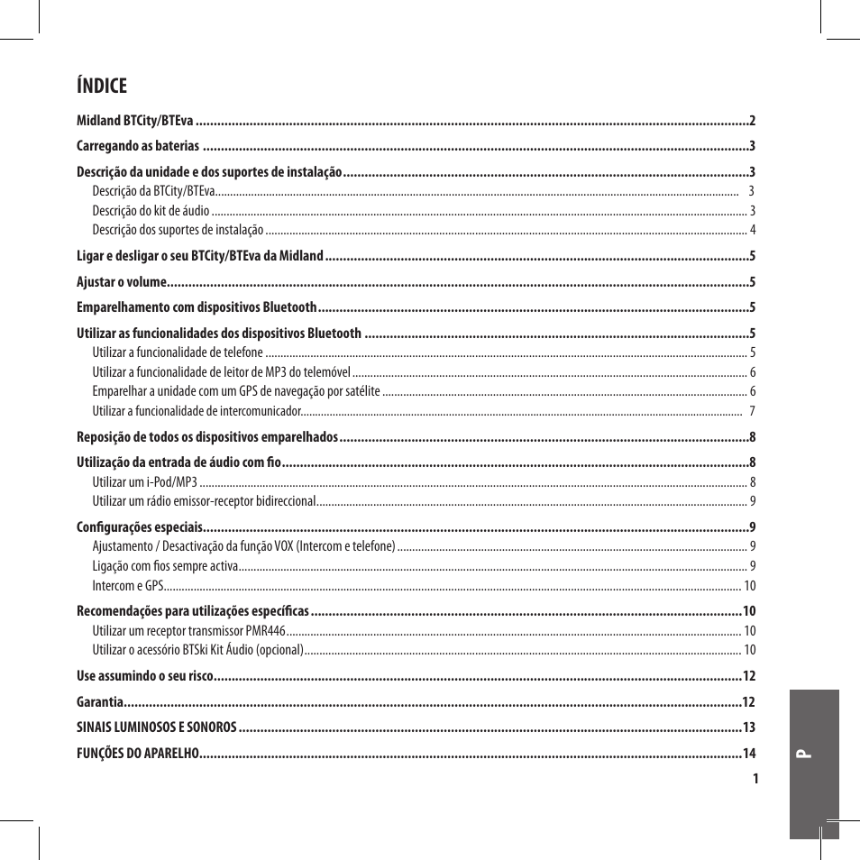 Índice | MIDLAND BT City User Manual | Page 81 / 162