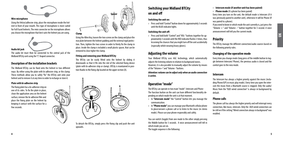 Switching your midland btcity on and off, Adjusting the volume, Operative “mode | Priority | MIDLAND BT City (Vers. 14.03.2013) User Manual | Page 3 / 9