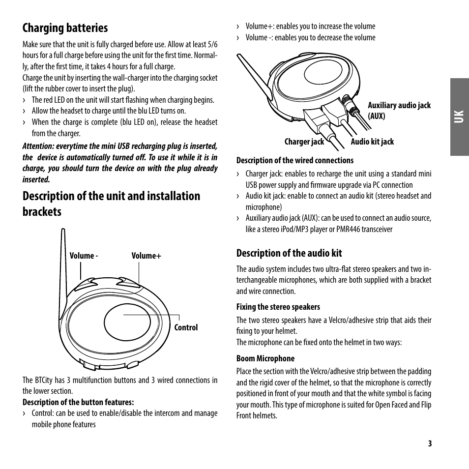 Charging batteries, Description of the unit and installation brackets | MIDLAND BT City UK (Vers. 14.03.2013) User Manual | Page 4 / 16