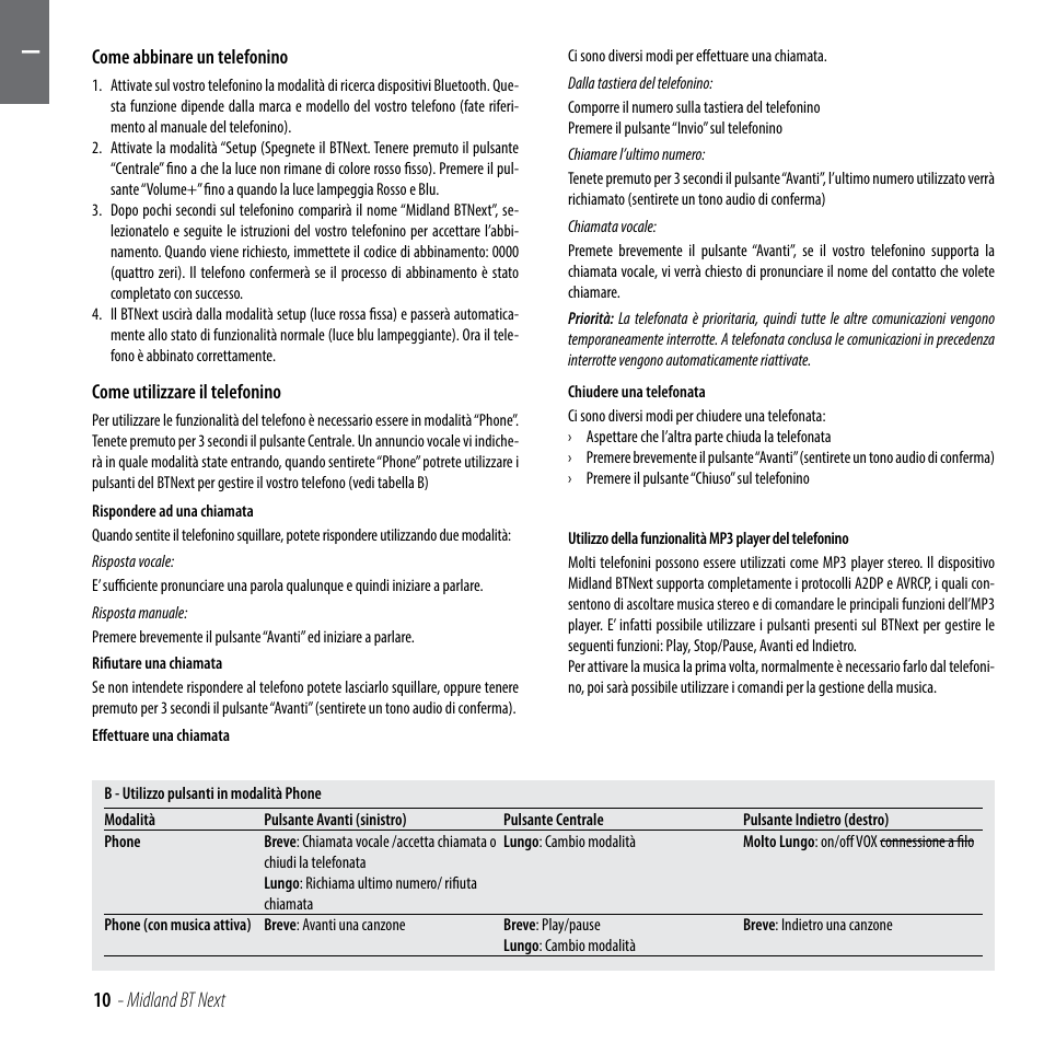 MIDLAND BT Next 2.0 User Manual | Page 11 / 136