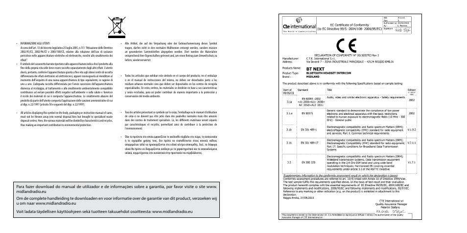 MIDLAND BT Next 2.0 User Manual | Page 134 / 136